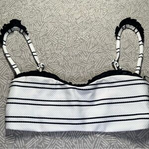 Striped Black and White Women's Bikini Top